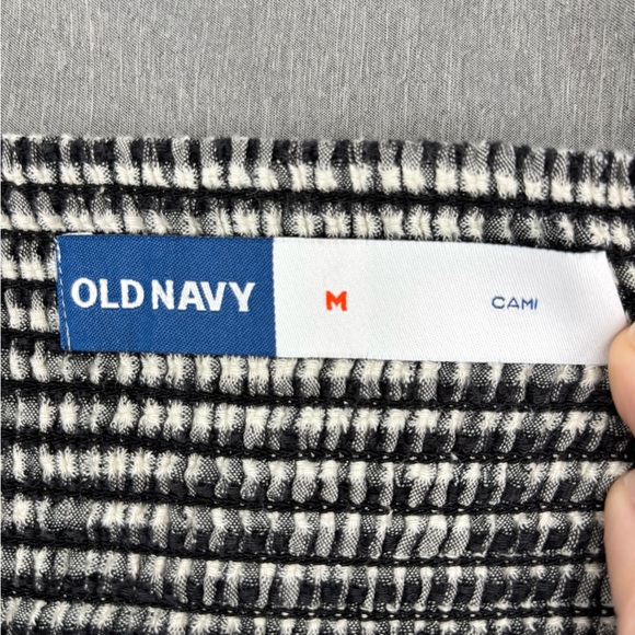 Old Navy Gingham Midi Dress Women Medium Black White Cami Sundress Pockets - Picture 6 of 8